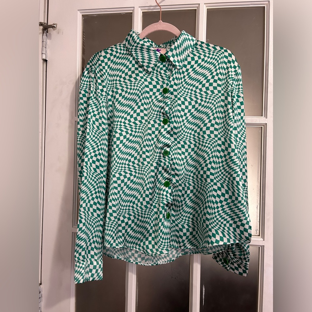 Lisa Says Gah KJ Plumb Bailey PJ Top Button Down Size Small